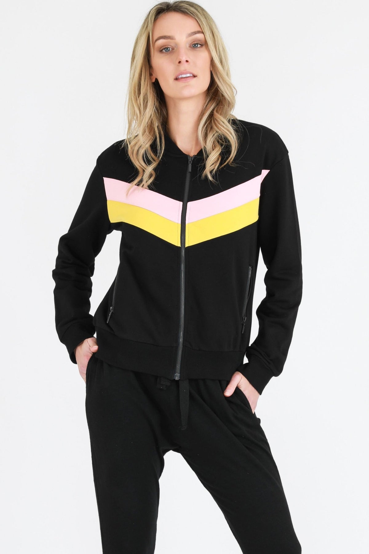 Naomi Chevron Print Bomber Jacket (Sale)