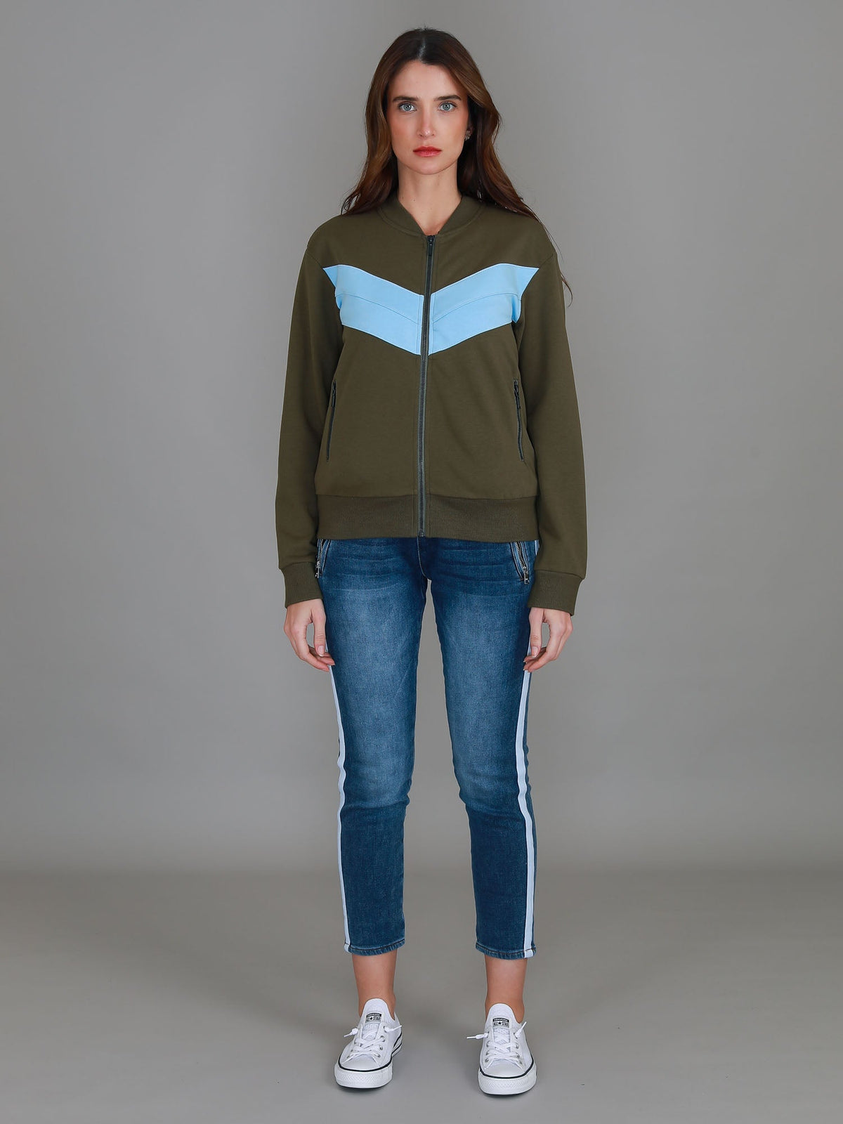 Naomi Chevron Print Bomber Jacket (Sale)