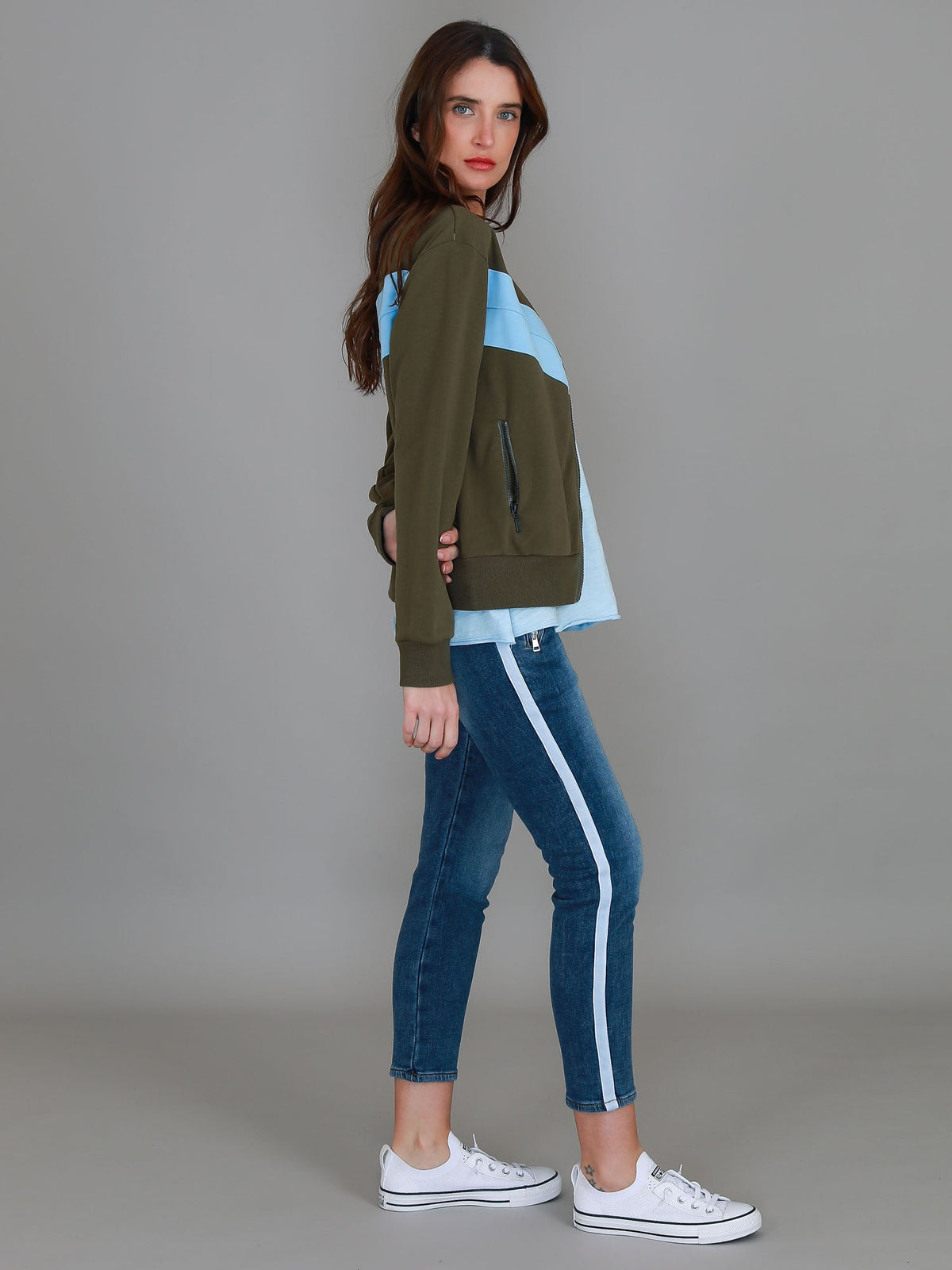 Naomi Chevron Print Bomber Jacket (Sale)