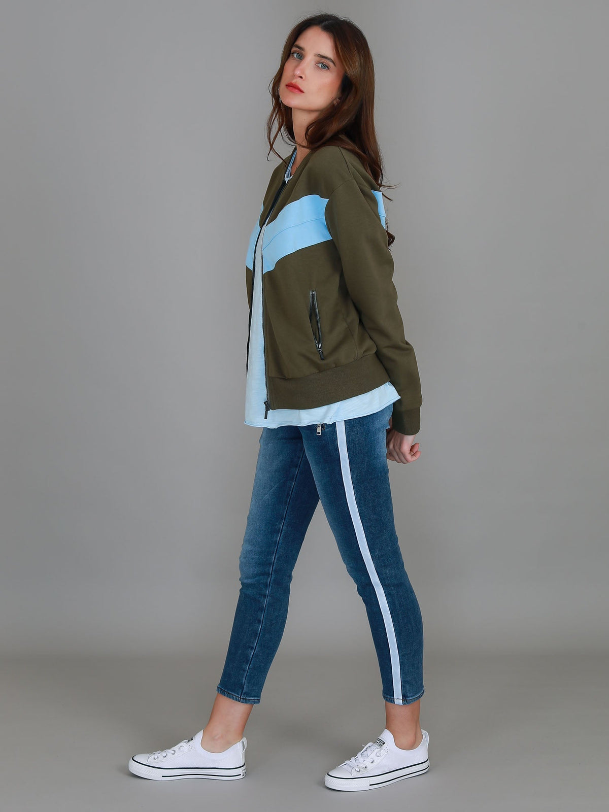 Naomi Chevron Print Bomber Jacket (Sale)