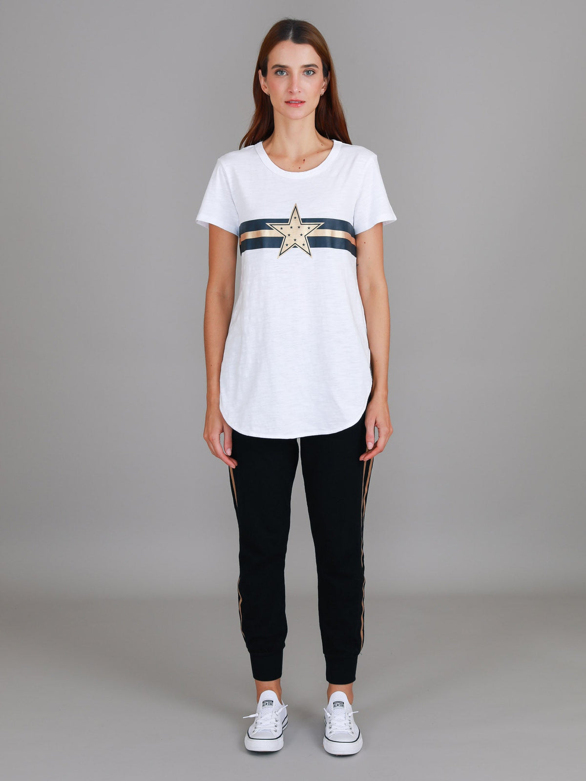 Jill Gold Star with Stripes T Shirt