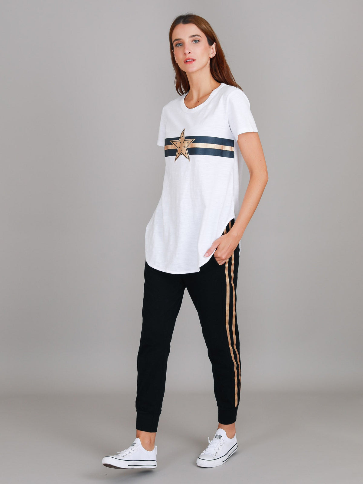 Jill Gold Star with Stripes T Shirt