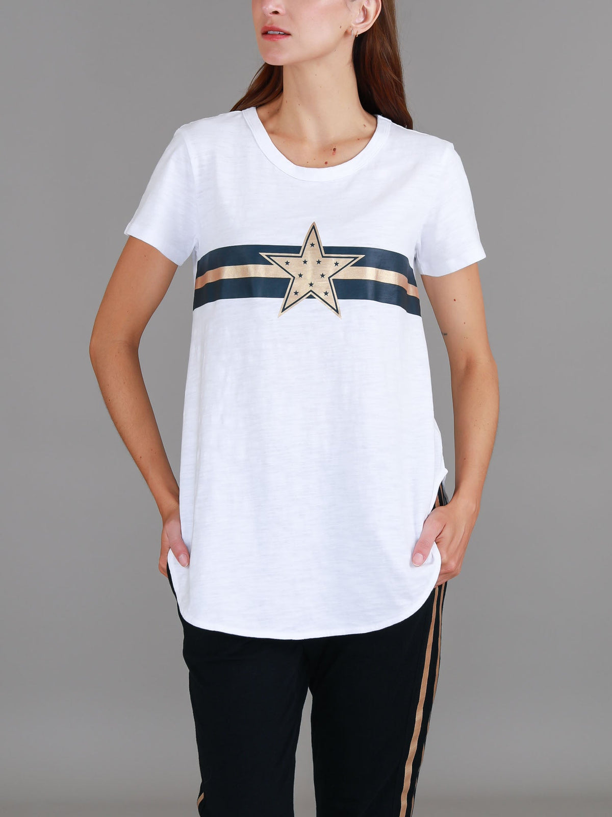 Jill Gold Star with Stripes T Shirt