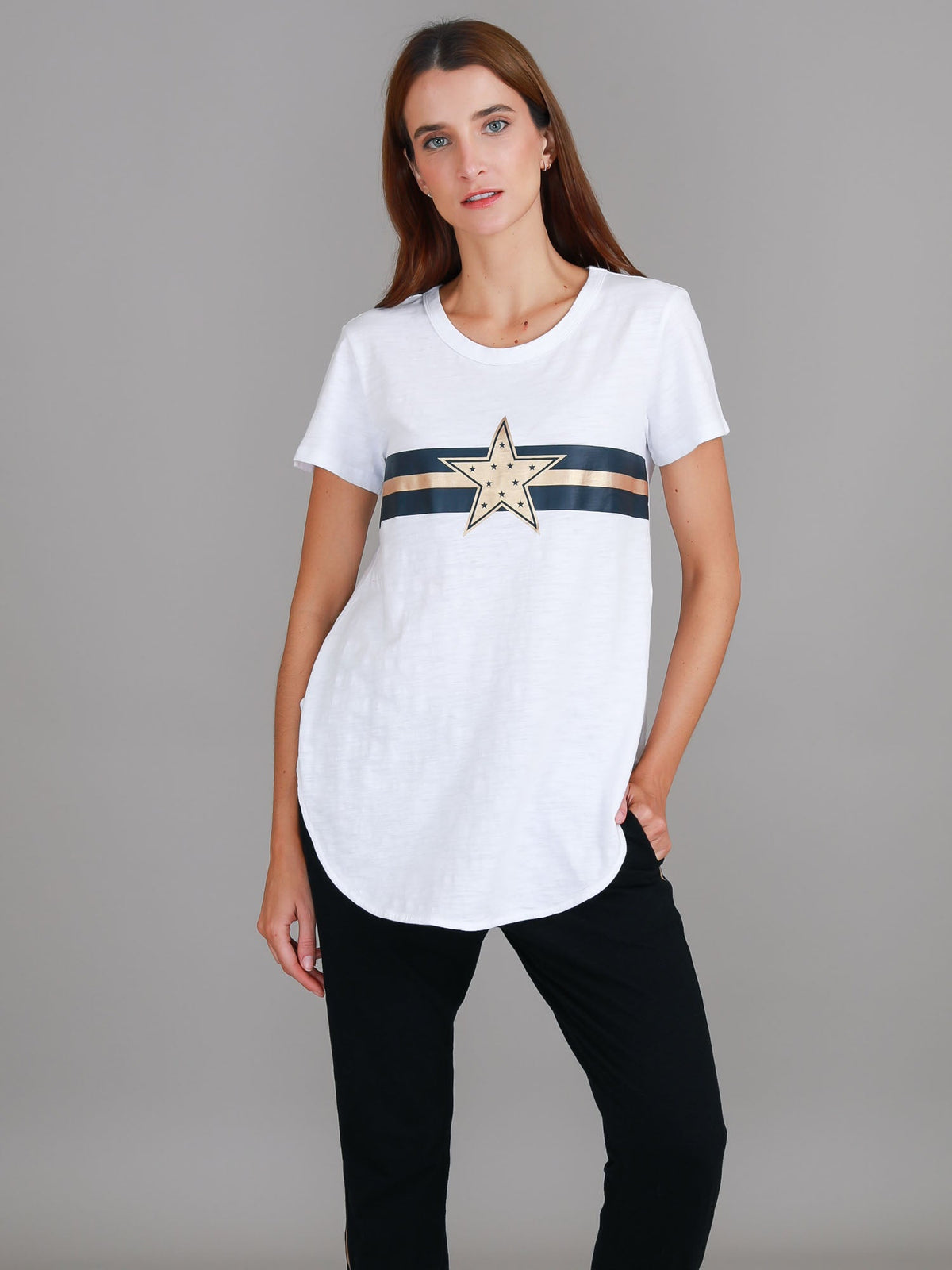 Jill Gold Star with Stripes T Shirt