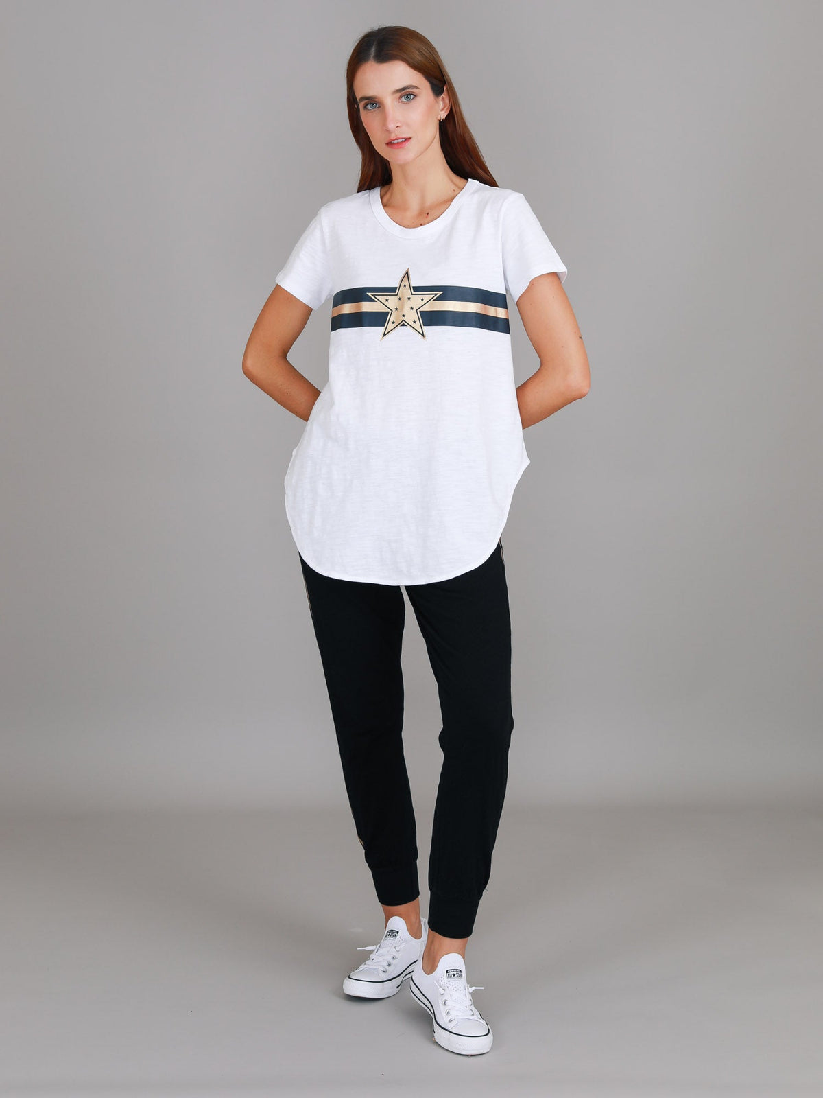 Jill Gold Star with Stripes T Shirt