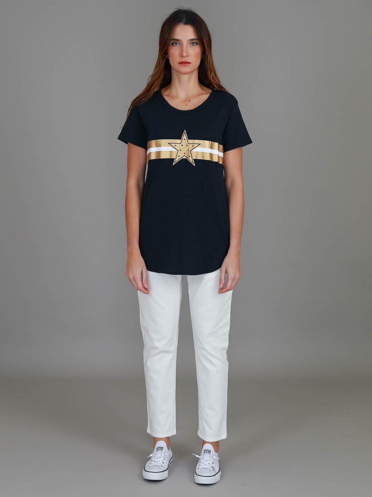 Jill Gold Star with Stripes T Shirt