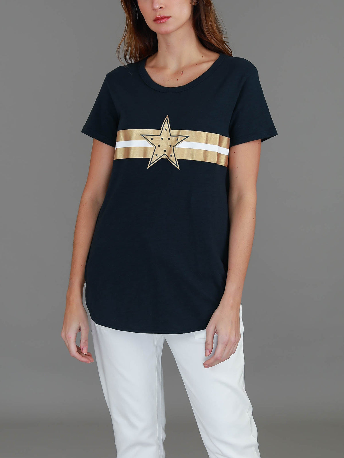 Jill Gold Star with Stripes T Shirt