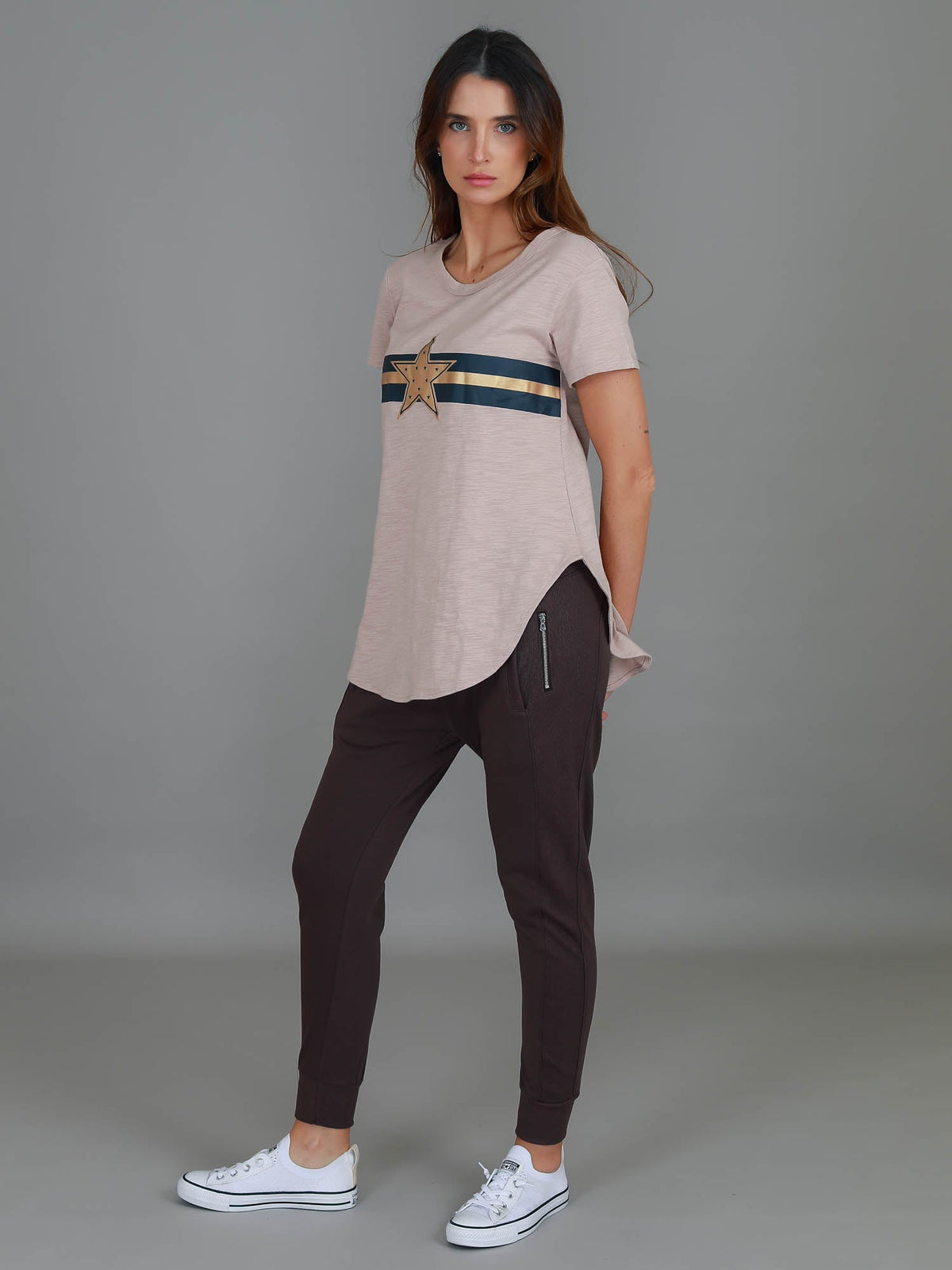 Jill Gold Star with Stripes T Shirt