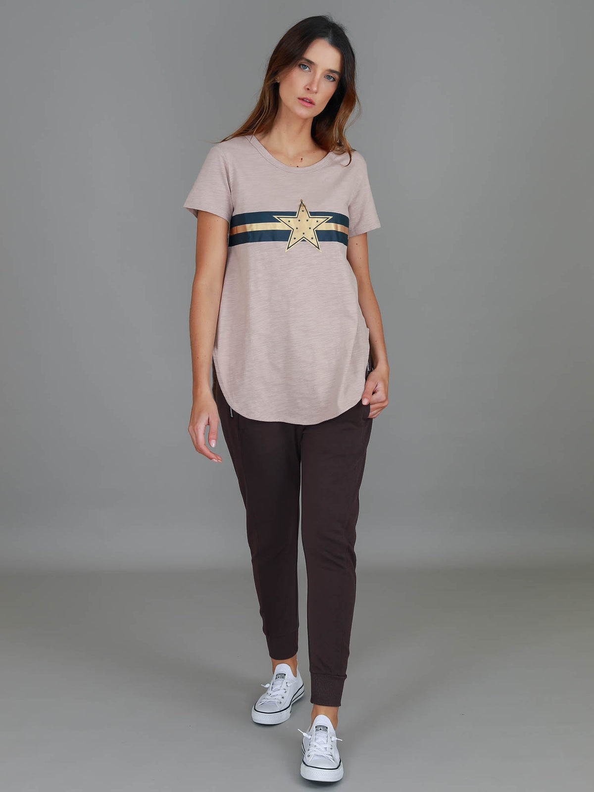 Jill Gold Star with Stripes T Shirt