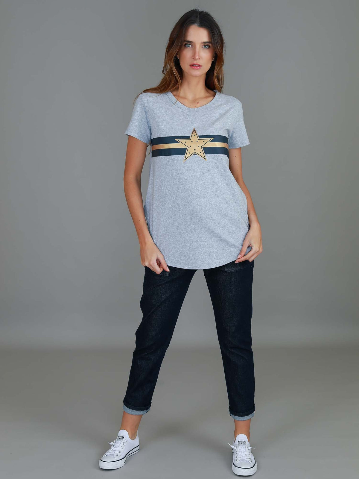 Jill Gold Star with Stripes T Shirt