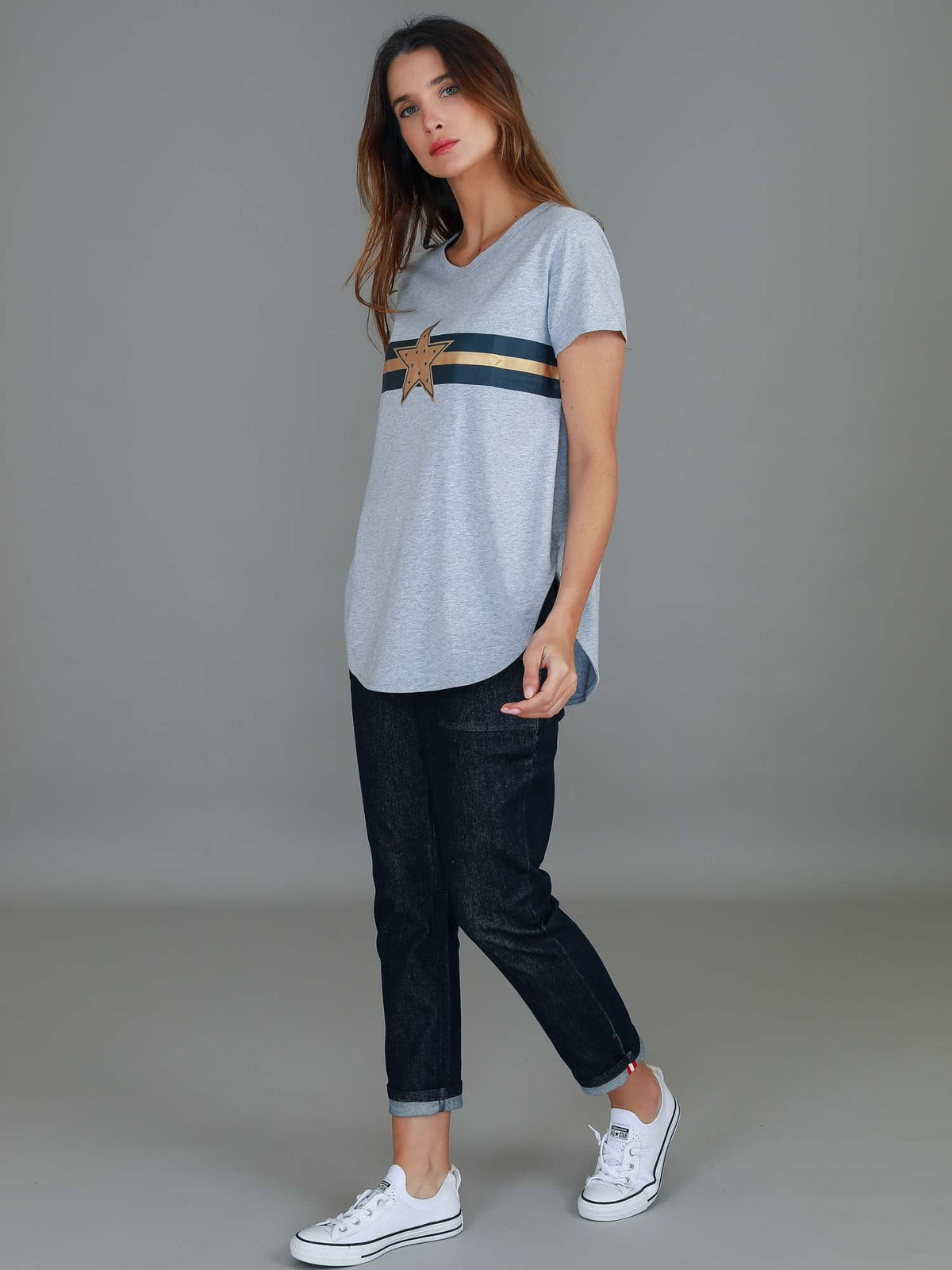 Jill Gold Star with Stripes T Shirt