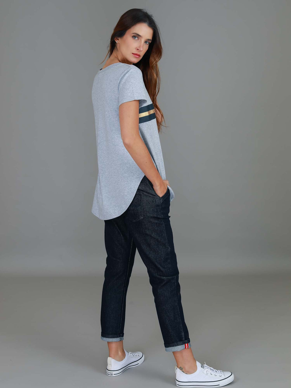 Jill Gold Star with Stripes T Shirt