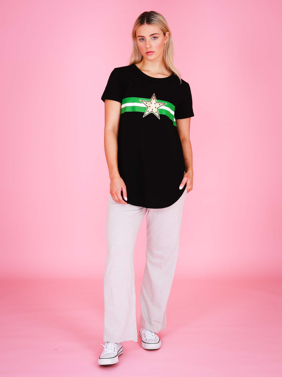 Jill Gold Star with Stripes T Shirt