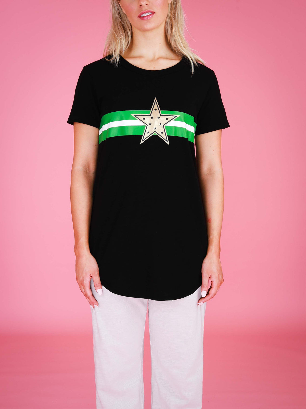 Jill Gold Star with Stripes T Shirt