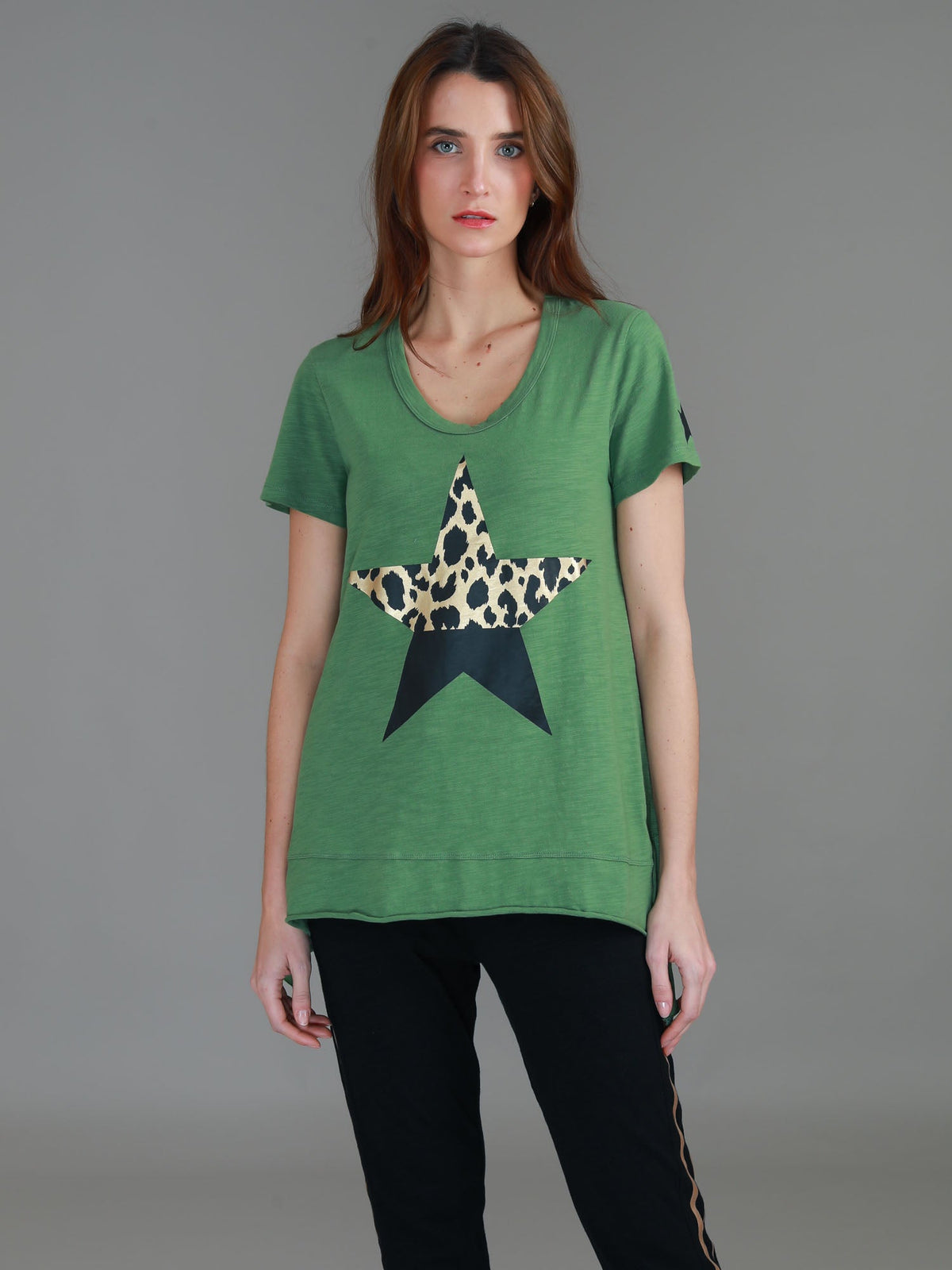 Rosemary Splice Star Leopard Print T Shirt