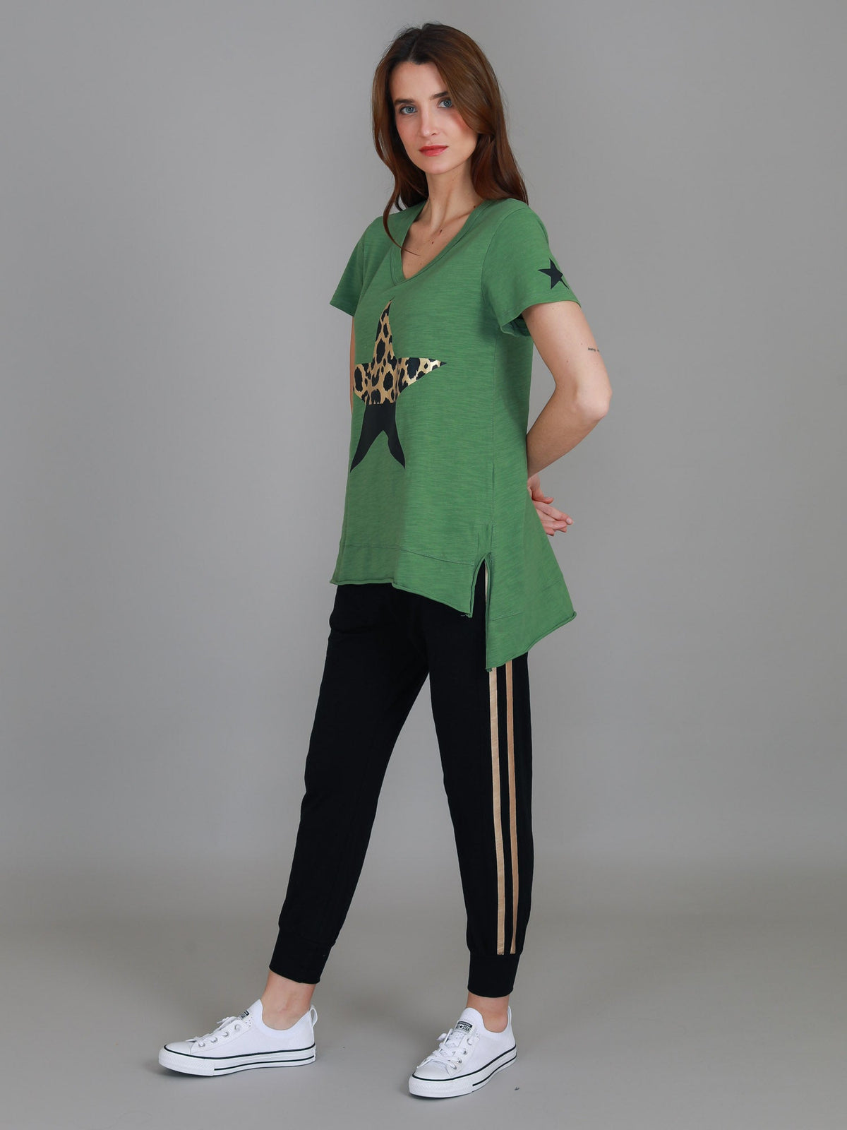 Rosemary Splice Star Leopard Print T Shirt