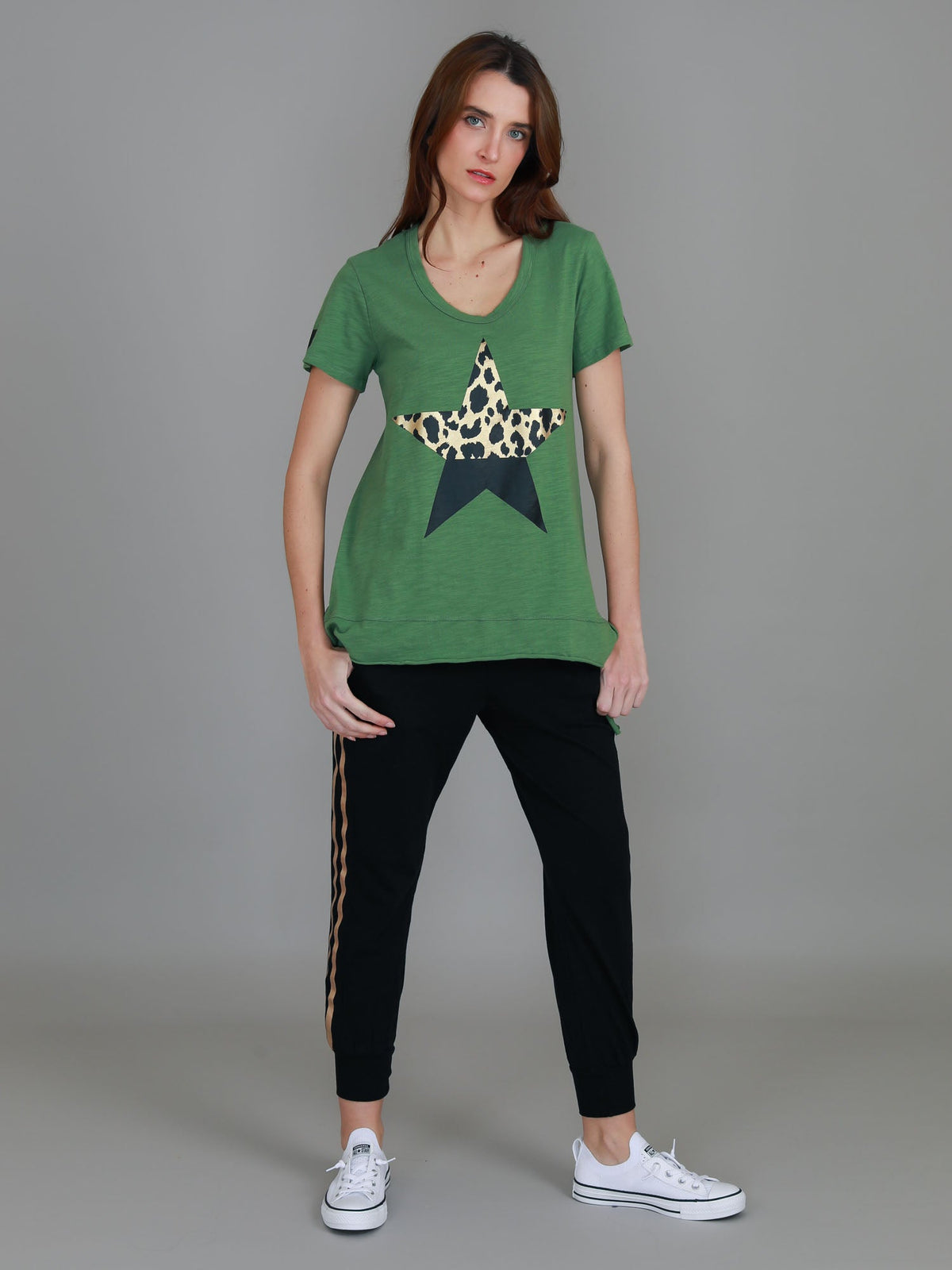 Rosemary Splice Star Leopard Print T Shirt