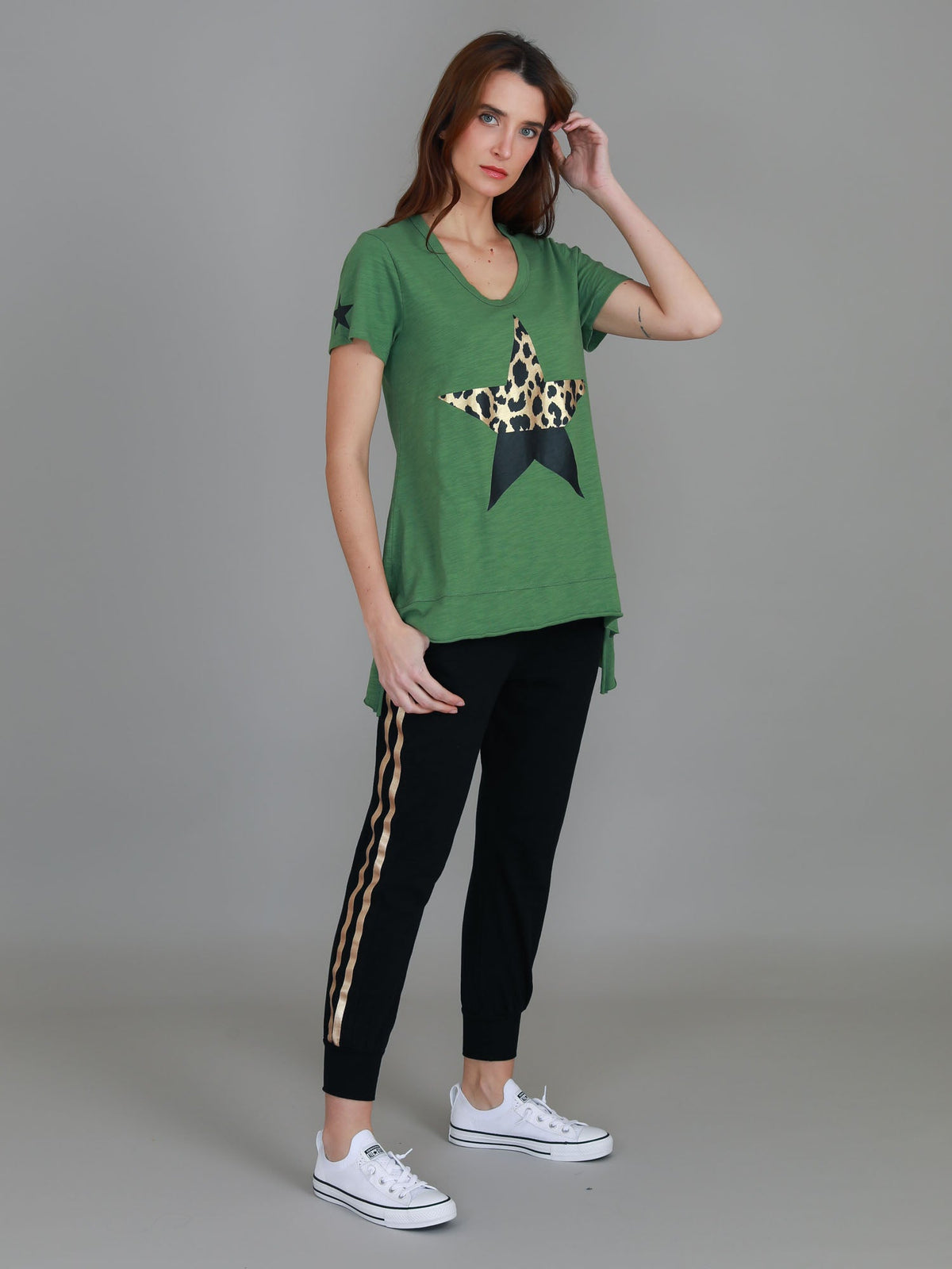 Rosemary Splice Star Leopard Print T Shirt