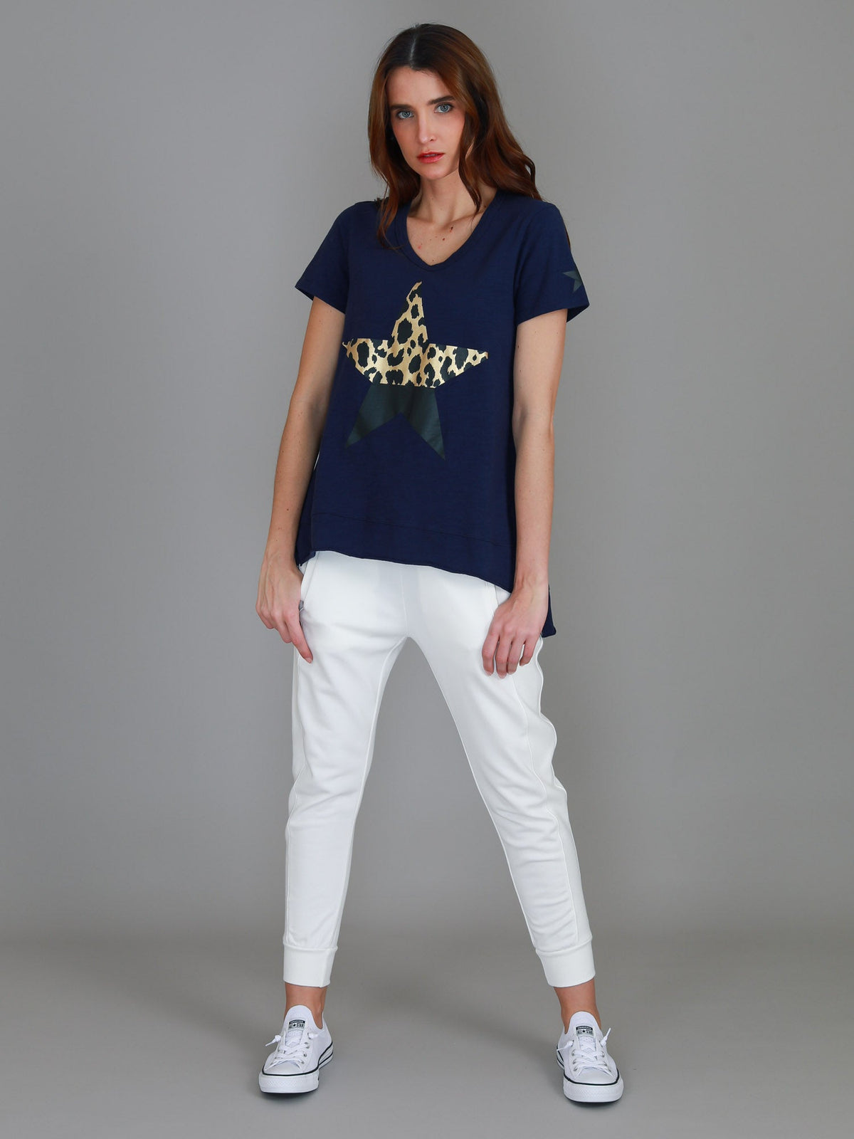 Rosemary Splice Star Leopard Print T Shirt