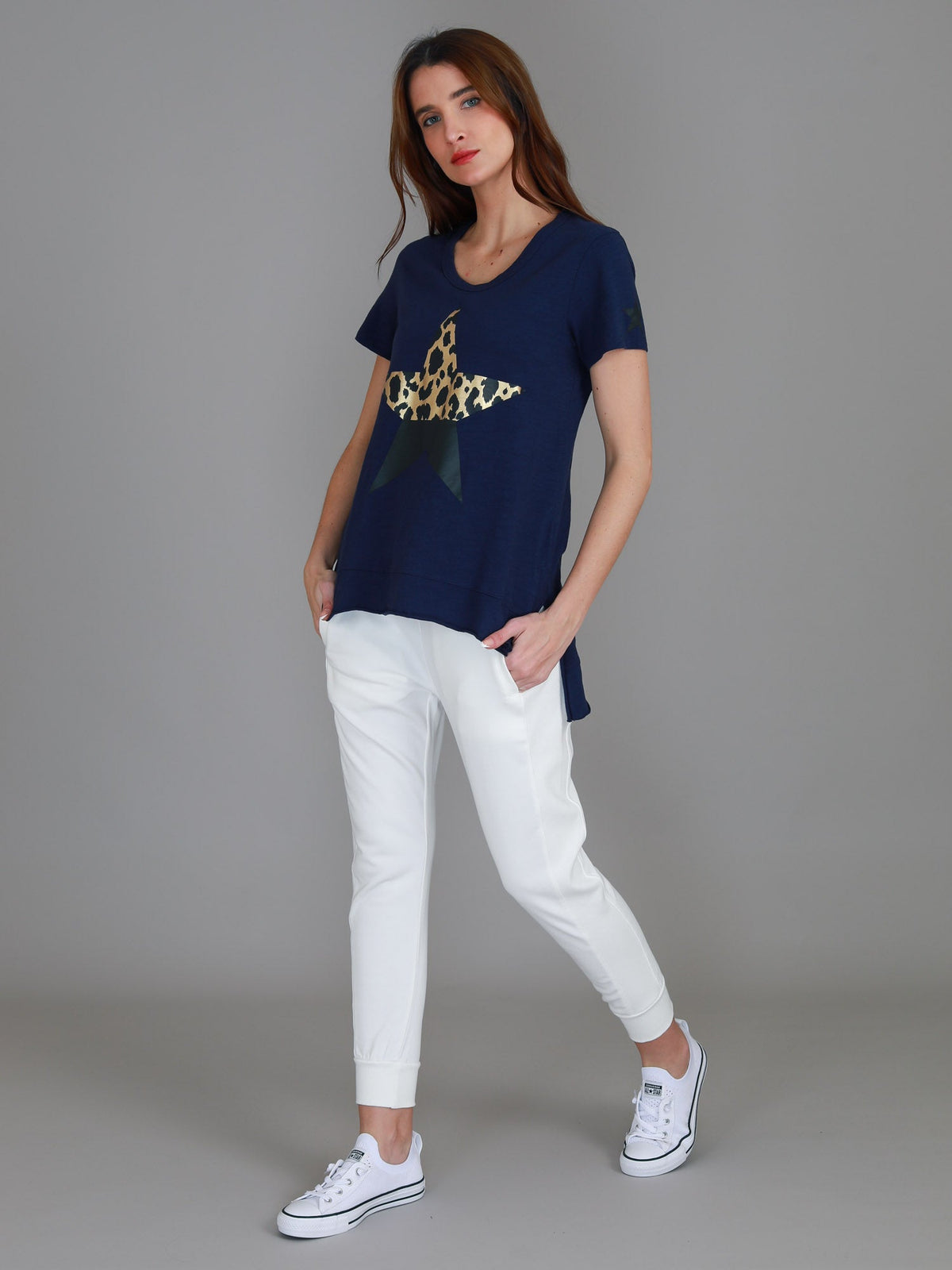Rosemary Splice Star Leopard Print T Shirt
