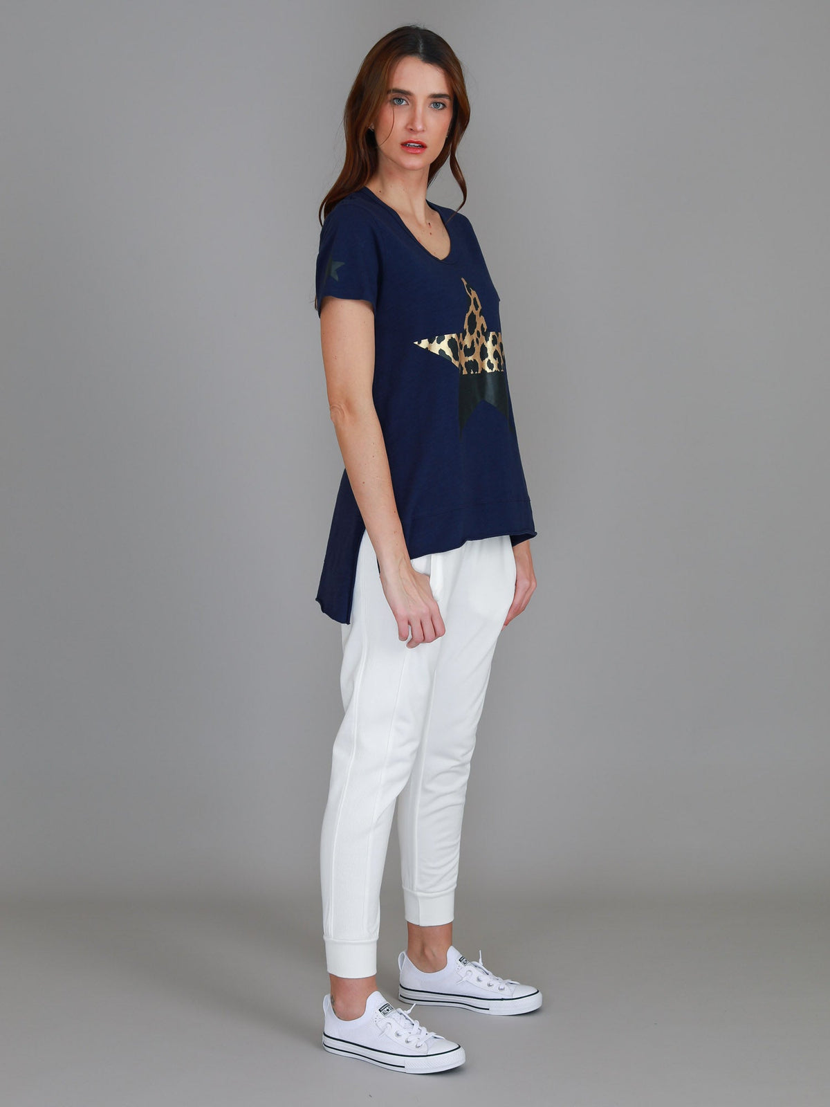 Rosemary Splice Star Leopard Print T Shirt