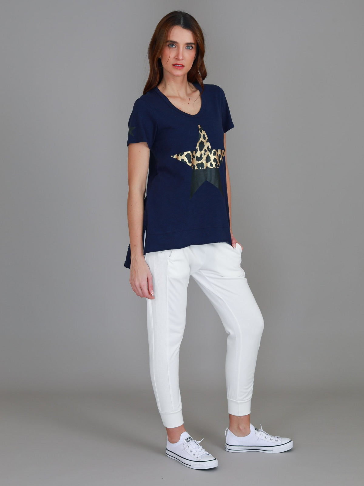 Rosemary Splice Star Leopard Print T Shirt