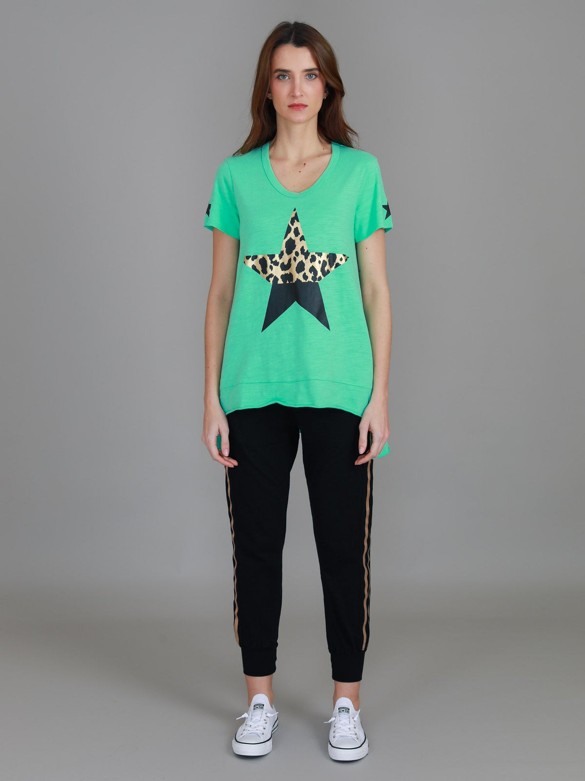 Rosemary Splice Star Leopard Print T Shirt