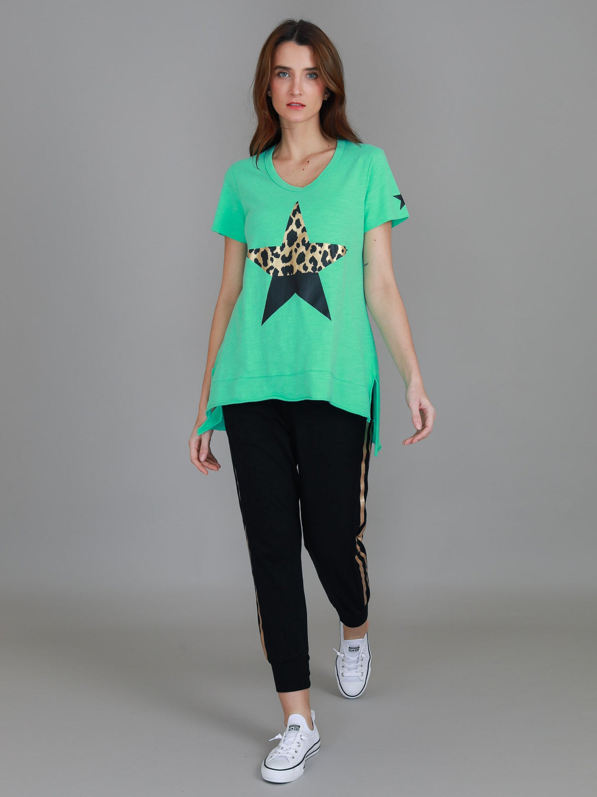 Rosemary Splice Star Leopard Print T Shirt