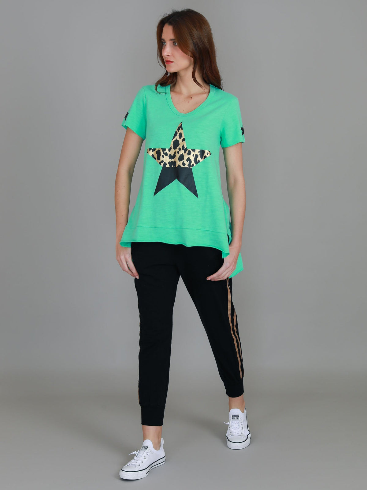 Rosemary Splice Star Leopard Print T Shirt