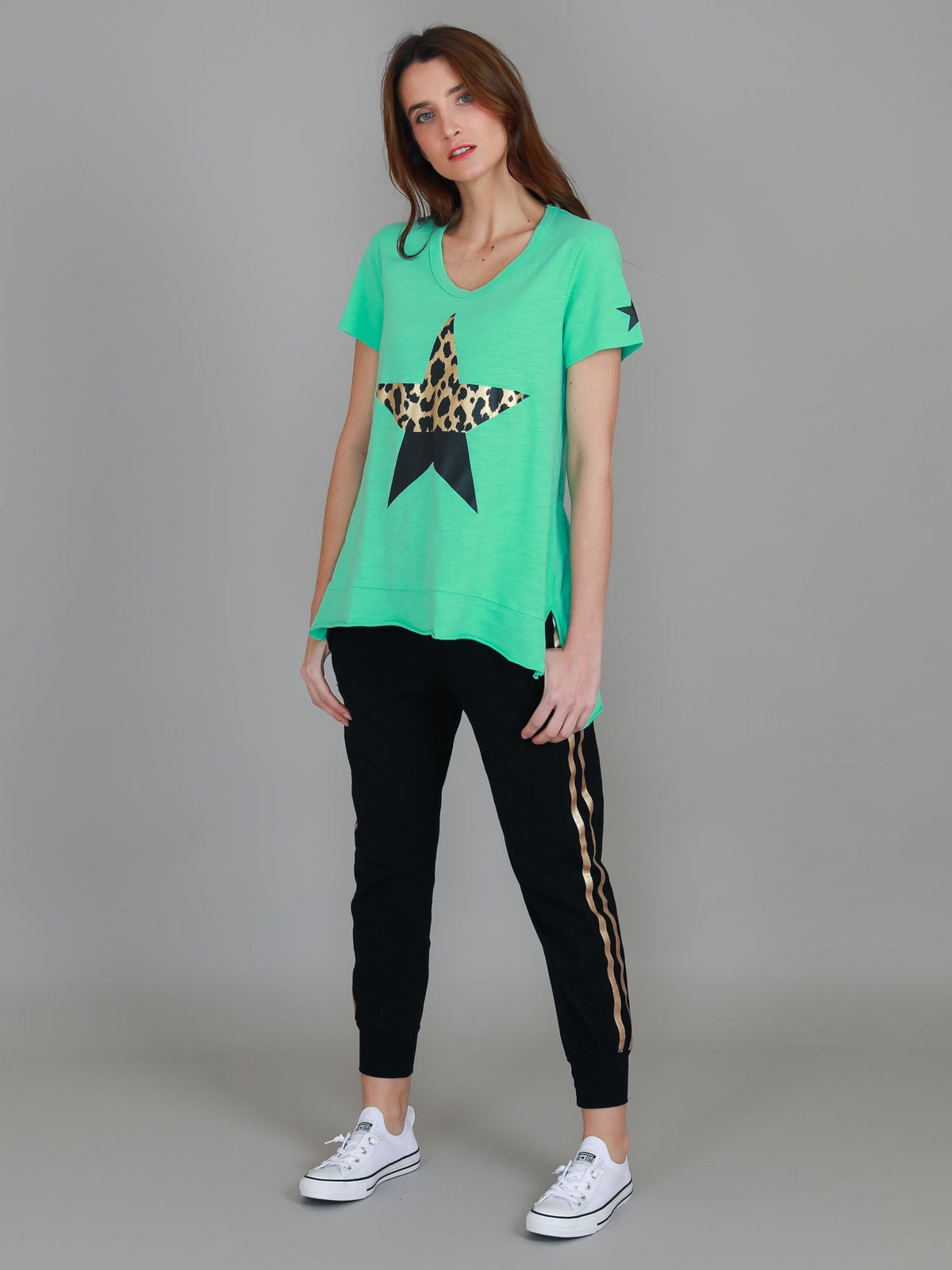 Rosemary Splice Star Leopard Print T Shirt