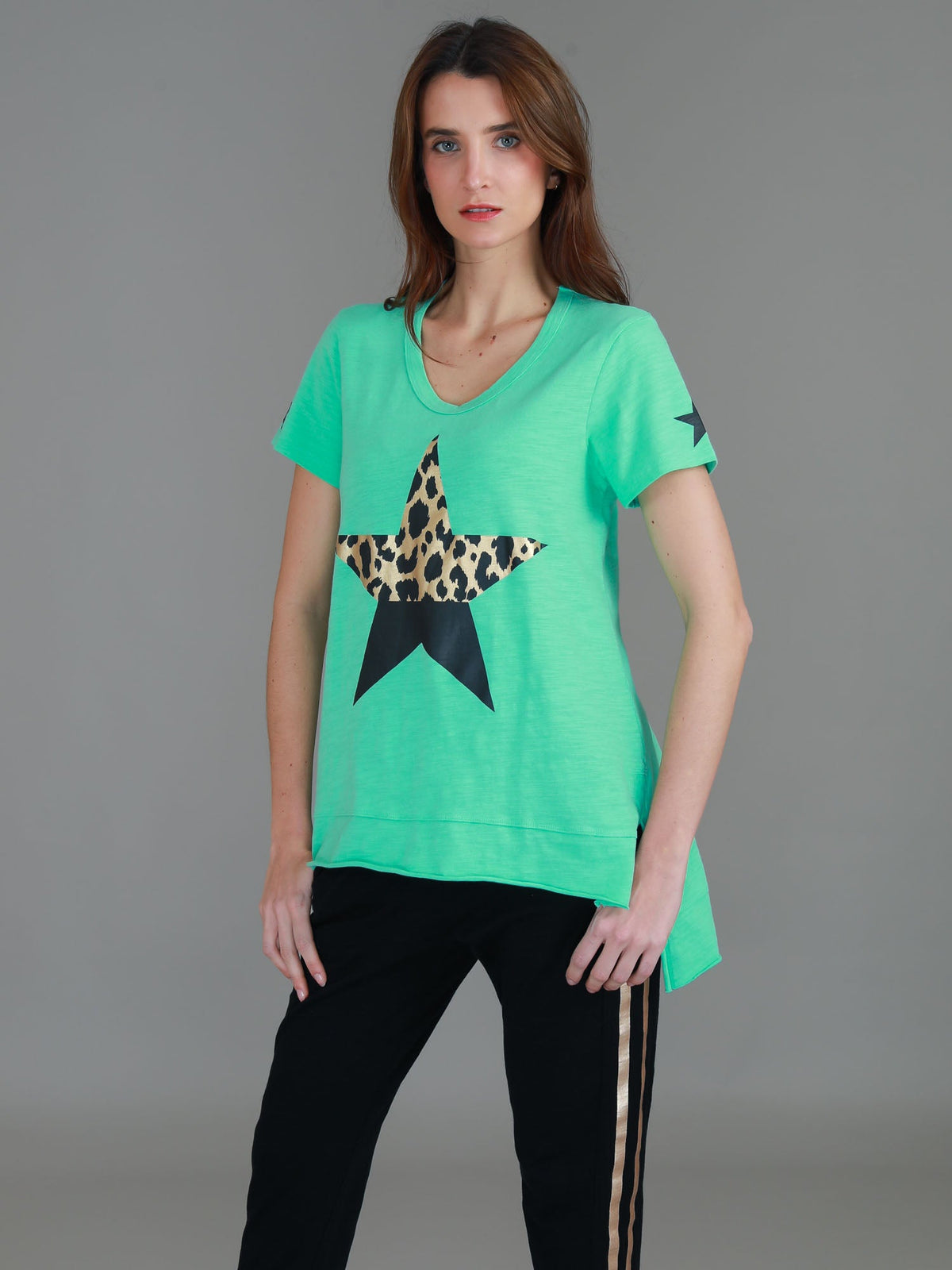Rosemary Splice Star Leopard Print T Shirt