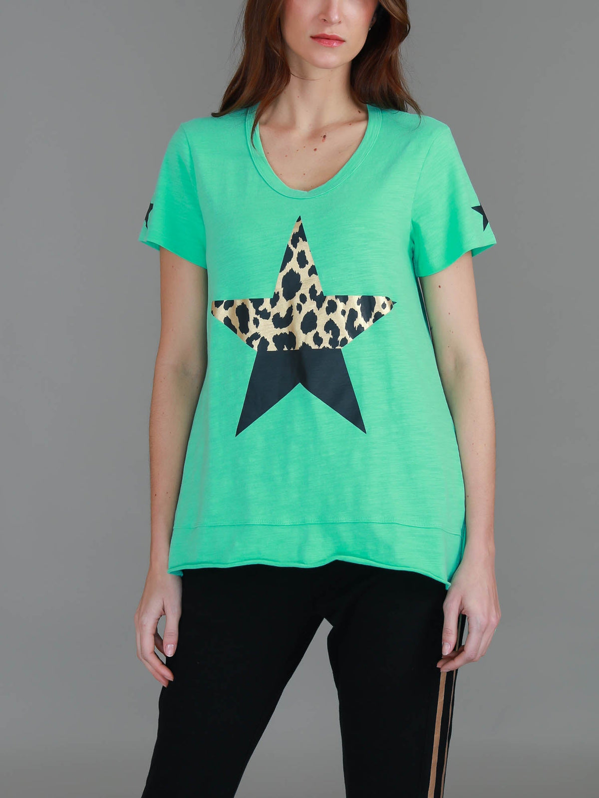 Rosemary Splice Star Leopard Print T Shirt