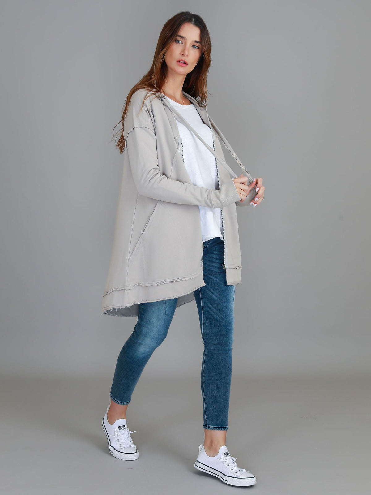 Charlie | Women's Oversized Hooded Zip Jacket – French Terry