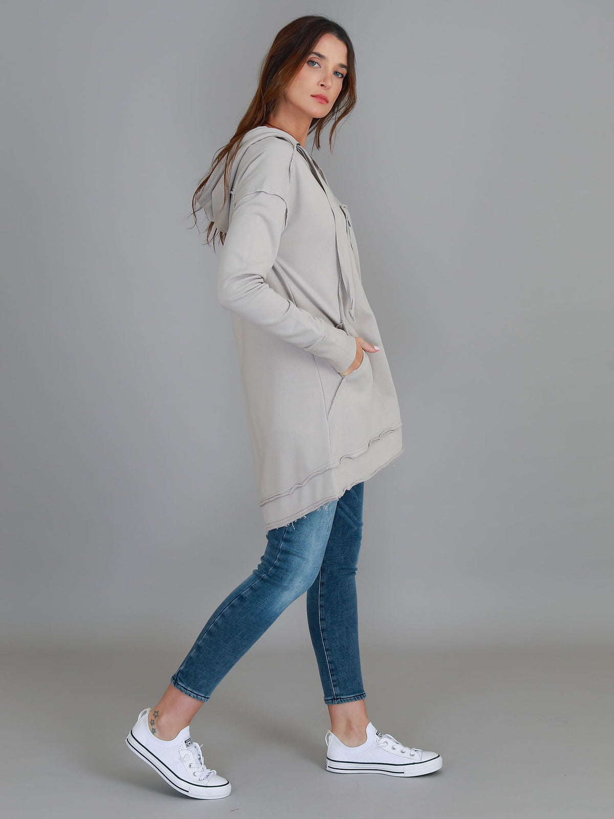Charlie | Women's Oversized Hooded Zip Jacket – French Terry