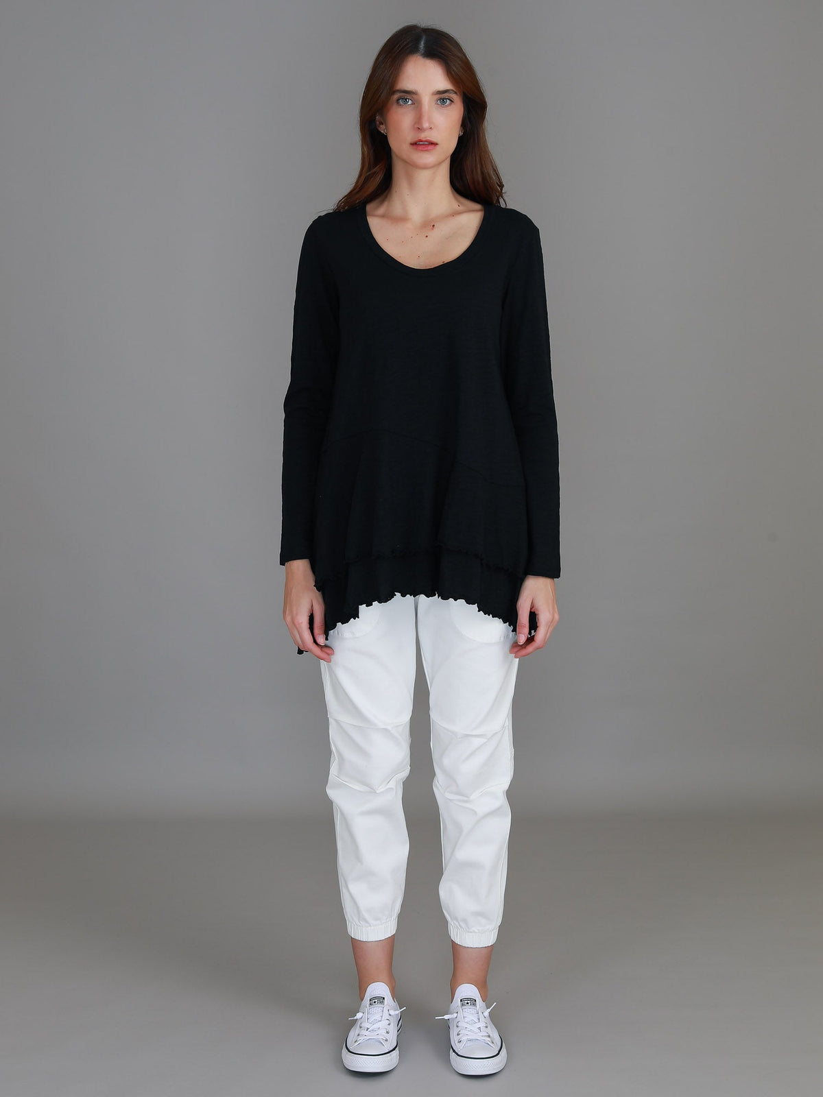 Trinity Longline Ruffle Hem T Shirt