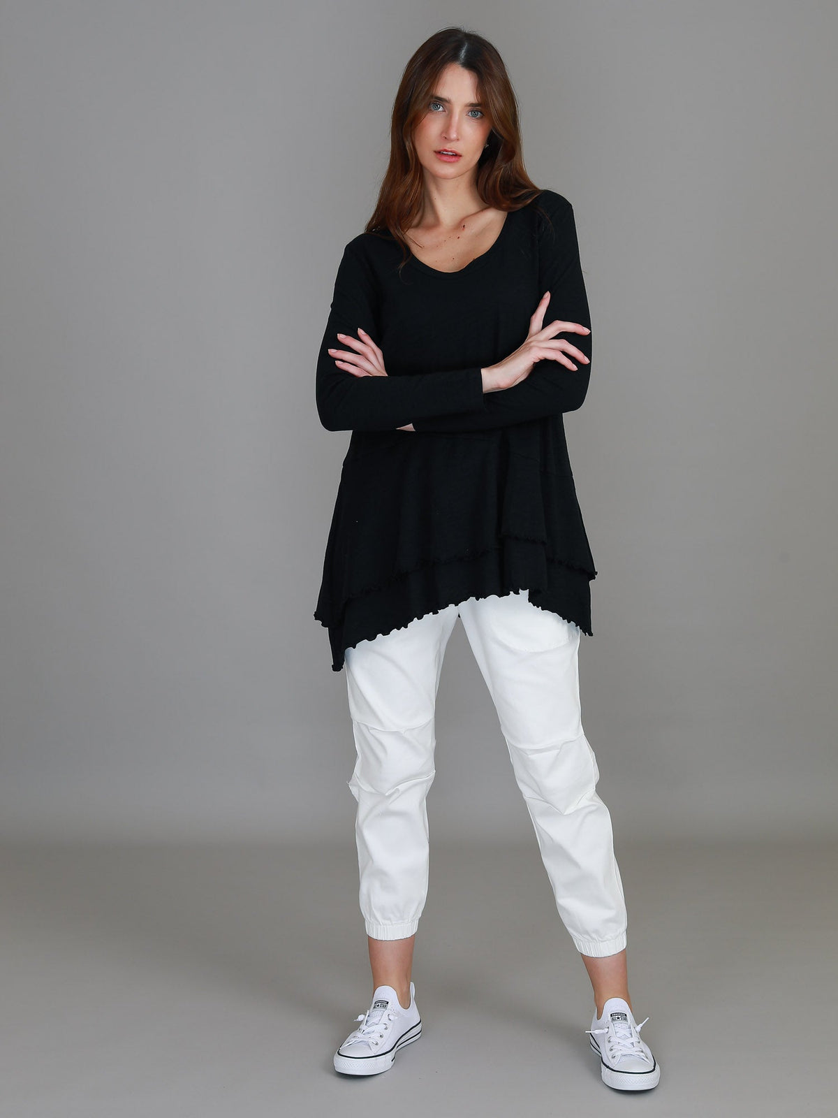 Trinity Longline Ruffle Hem T Shirt