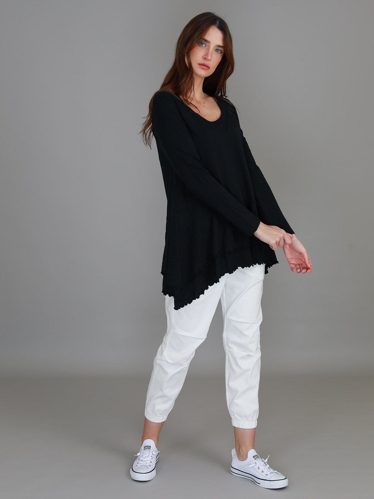 Trinity Longline Ruffle Hem T Shirt