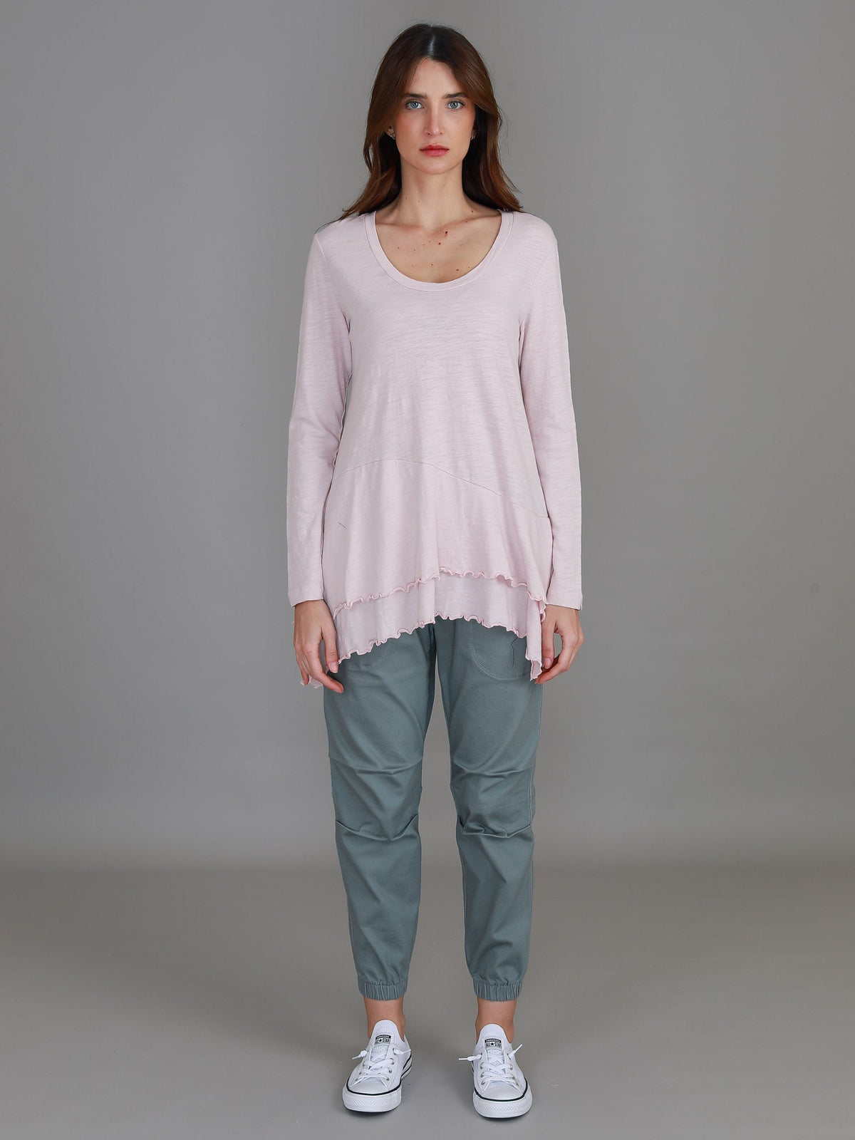 Trinity Longline Ruffle Hem T Shirt