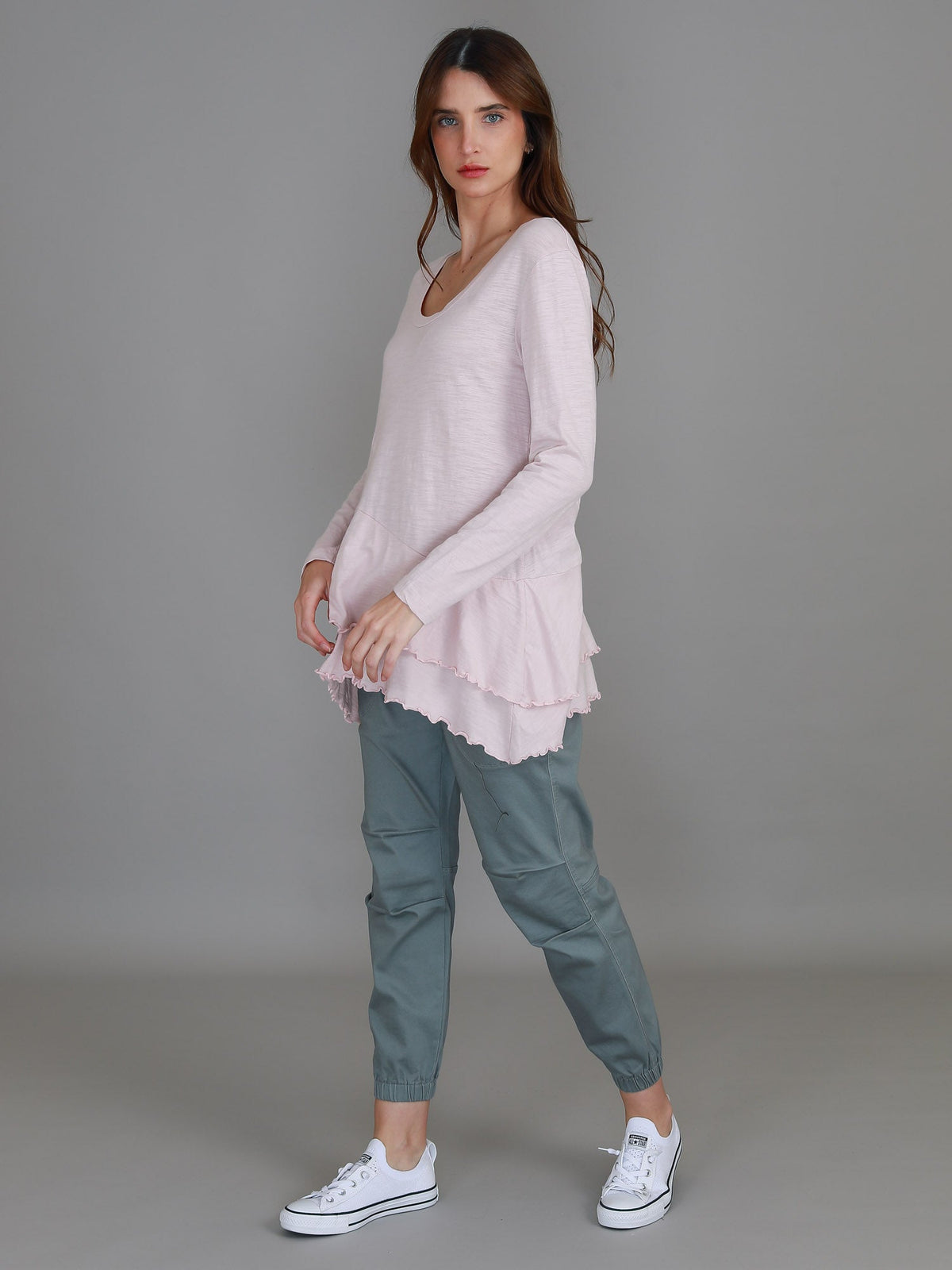 Trinity Longline Ruffle Hem T Shirt