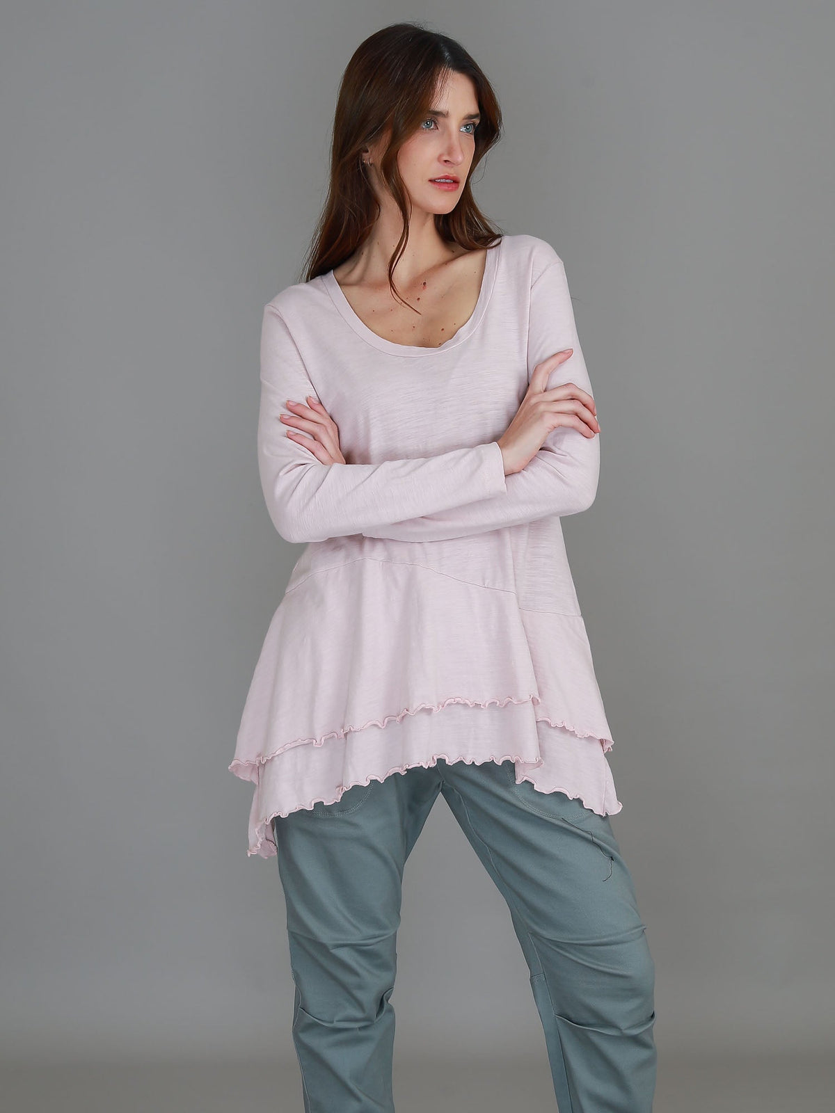 Trinity Longline Ruffle Hem T Shirt