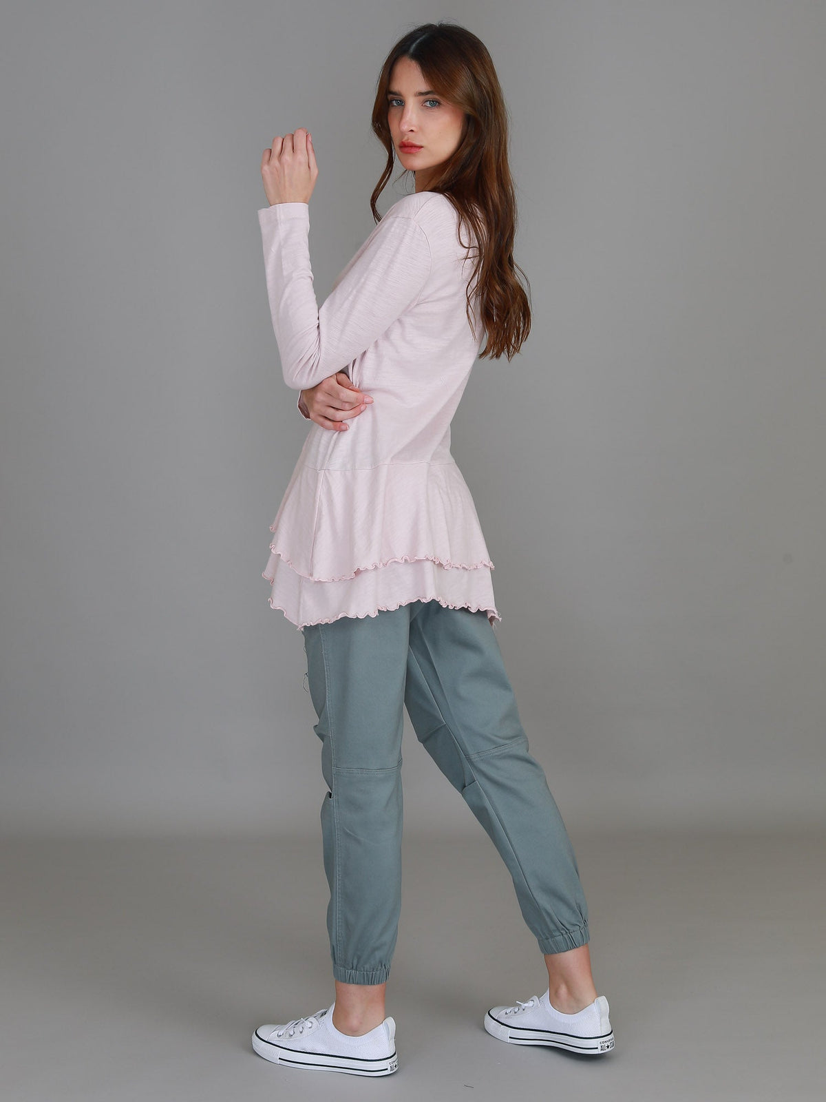 Trinity Longline Ruffle Hem T Shirt