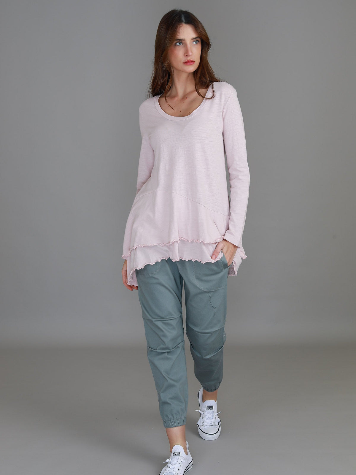 Trinity Longline Ruffle Hem T Shirt