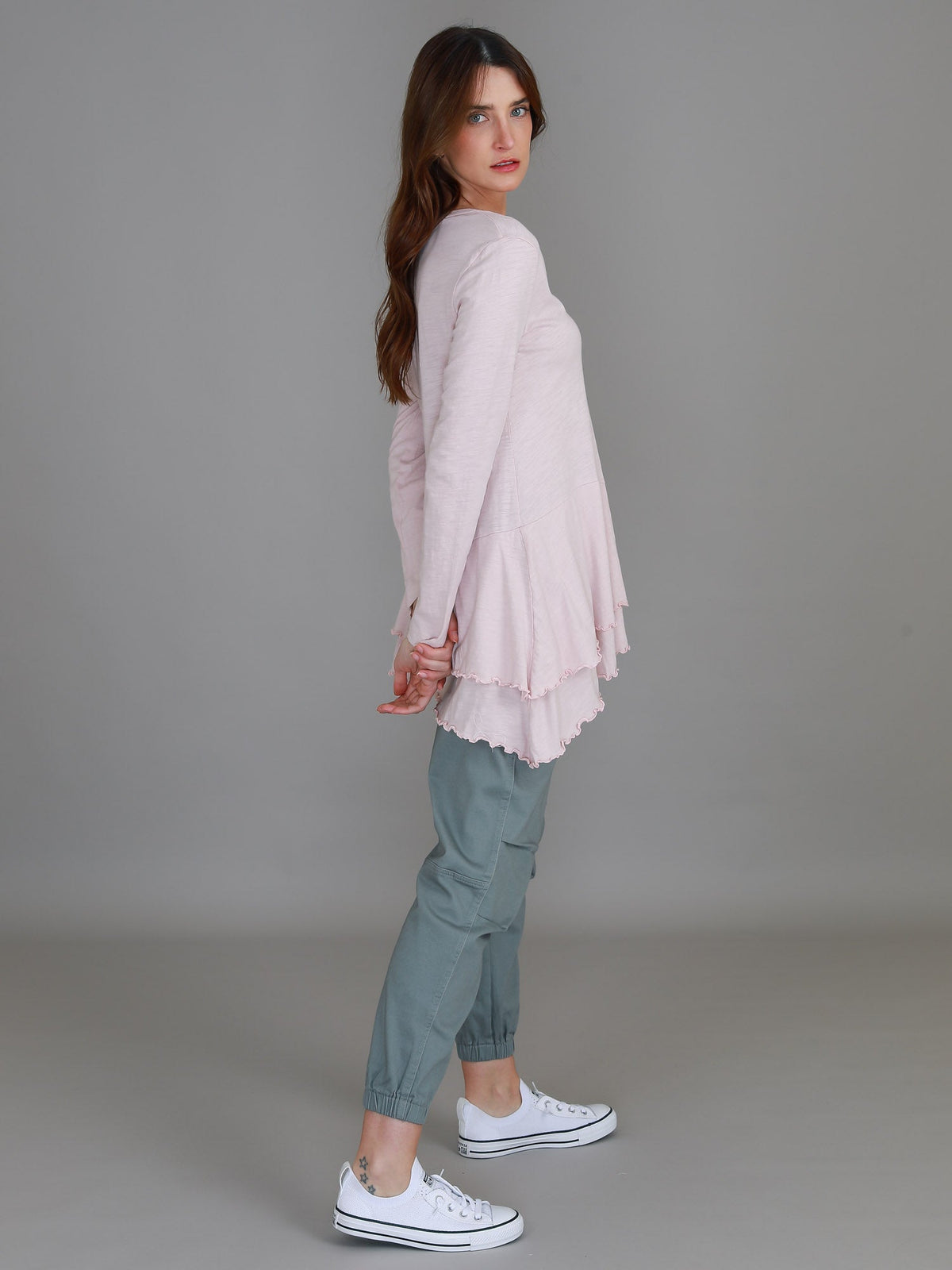 Trinity Longline Ruffle Hem T Shirt