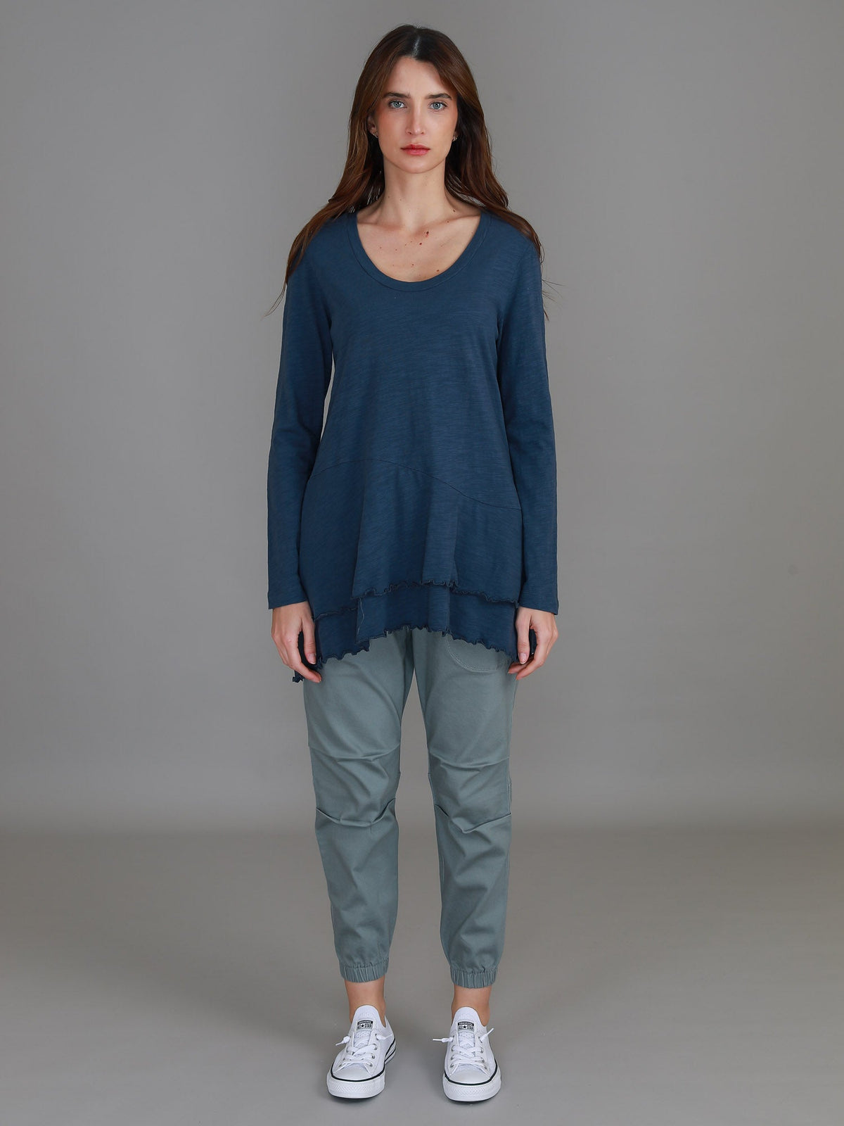 Trinity Longline Ruffle Hem T Shirt