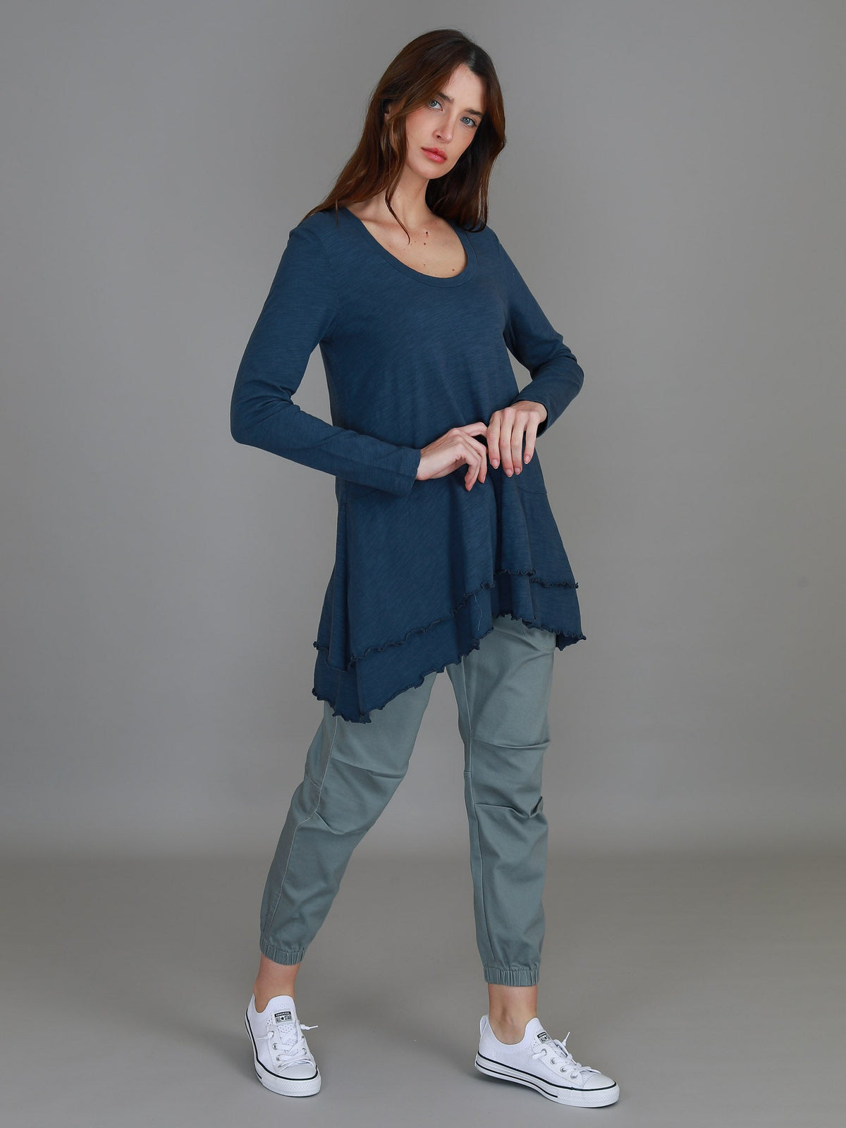 Trinity Longline Ruffle Hem T Shirt