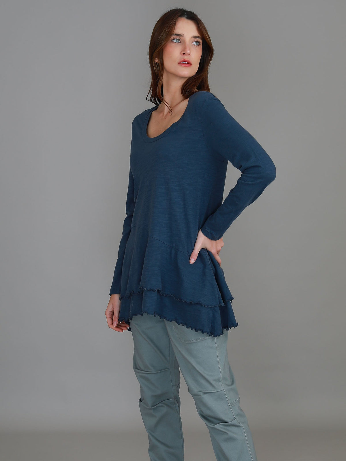 Trinity Longline Ruffle Hem T Shirt