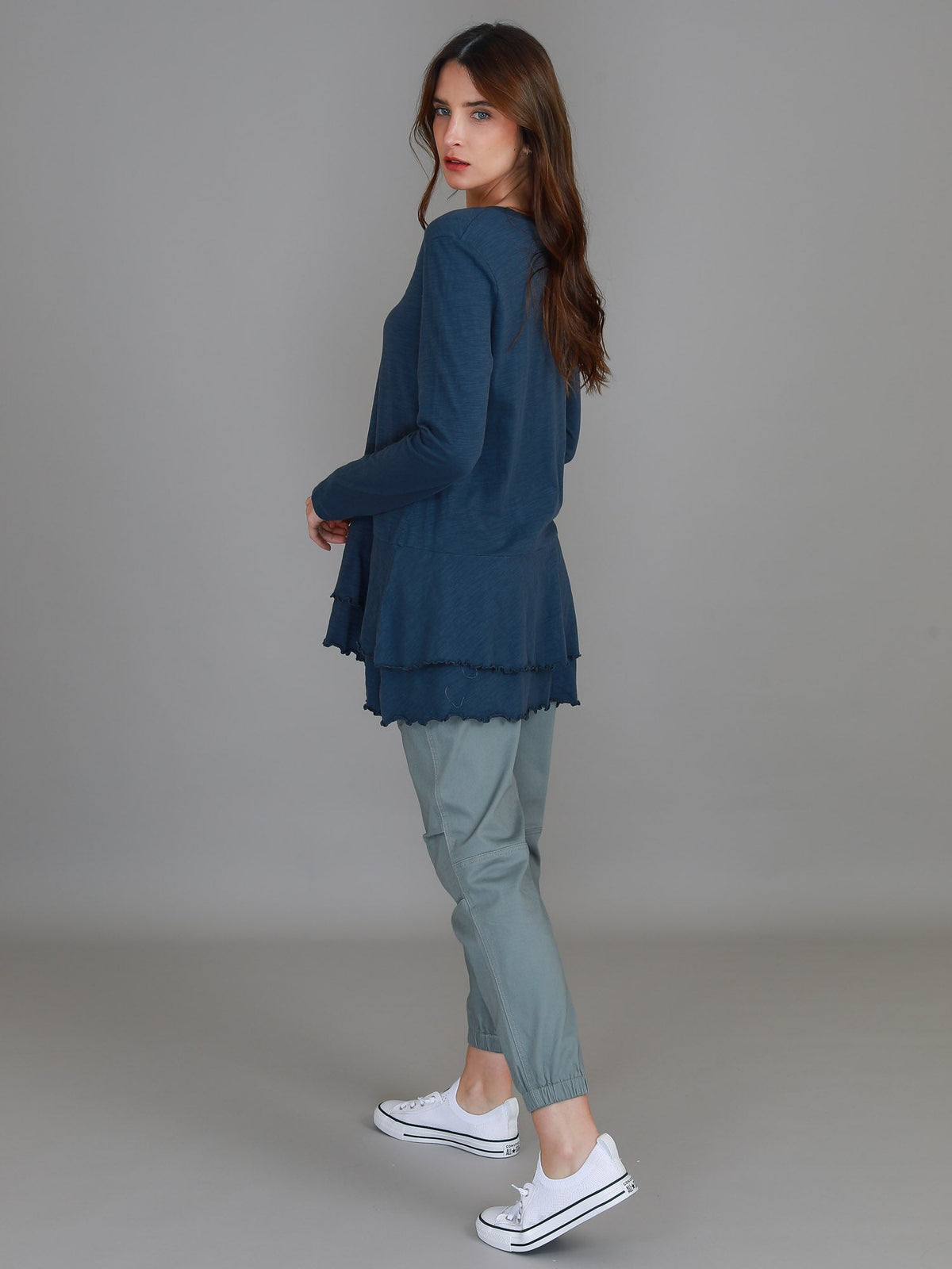 Trinity Longline Ruffle Hem T Shirt