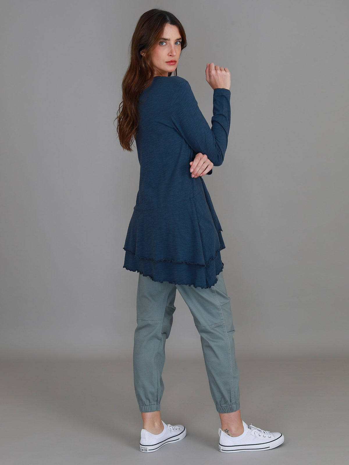 Trinity Longline Ruffle Hem T Shirt