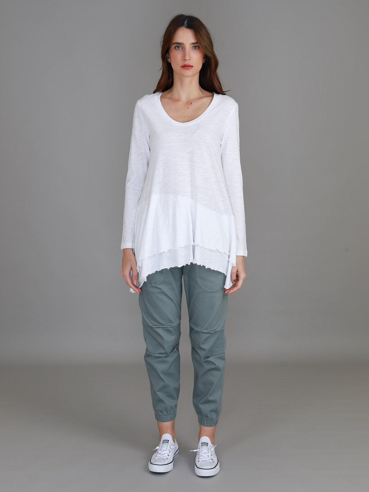 Trinity Longline Ruffle Hem T Shirt