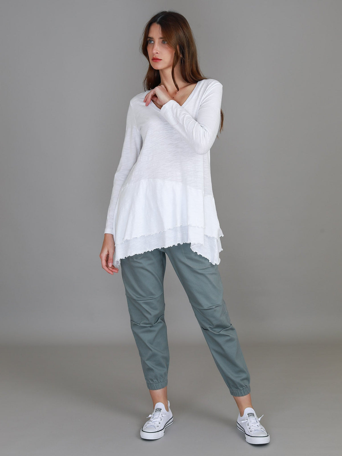 Trinity Longline Ruffle Hem T Shirt